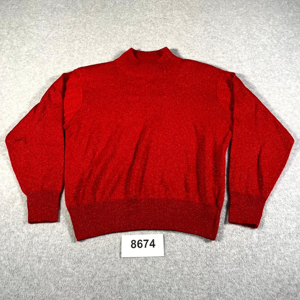Vintage Milano Design Group Sweater Womens Medium‎ Red Metallic Sparkle Knit